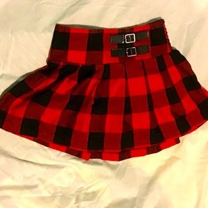 Girls black and red plaid skort